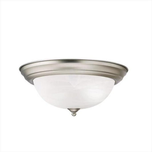Kichler 13.25  Round Light Brushed Nickel Flush Mount Light with Alabaster Swirl Glass