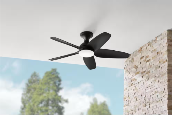 Ceva 44 in Indoor/Outdoor Matte Black Ceiling Fan w/ LED Light & Remote Control