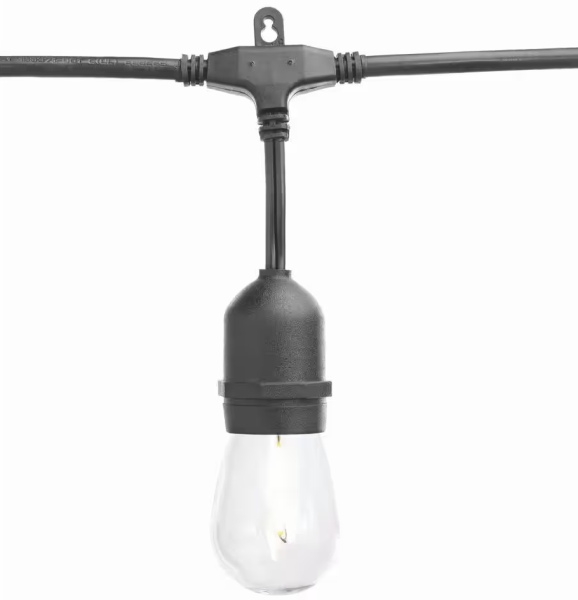 Hampton Bay 24-Light 48 ft. Indoor/Outdoor String Light with S14 Single Filament LED Bulbs