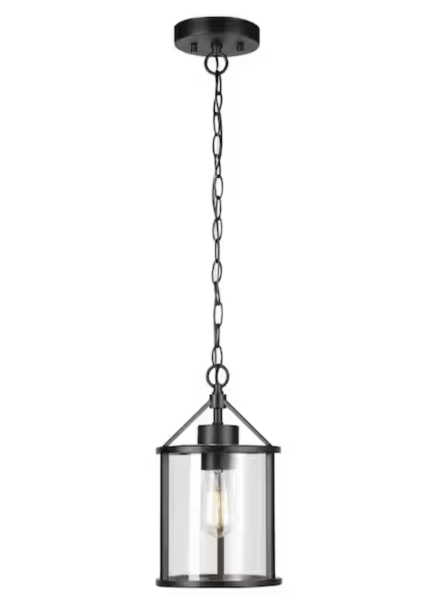 Globe Electric 1-Light Black Outdoor Pendant with Clear Glass Shade  Bulb Included  44619