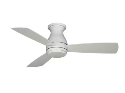 Hugh 44 in. Integrated LED Indoor/Outdoor Matte White Ceiling Fan with Light Kit and Remote Control