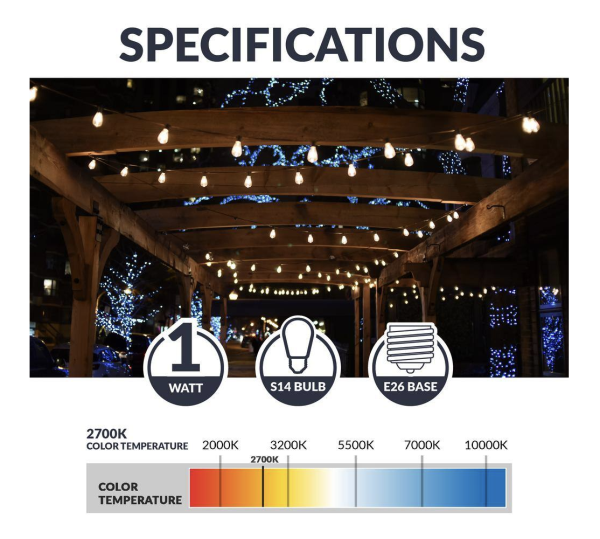String Light Replacement Bulbs Shatter-Resistant Edison LED Bulbs (30-Pack)