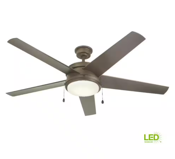 Portwood 60 in. Indoor/Outdoor Wet Rated Espresso Bronze Ceiling Fan with Integrated LED Included