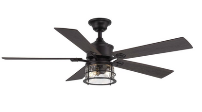 Hampton Bay Hargreaves 52 in. LED Indoor/Outdoor Matte Black Ceiling Fan with Light and Remote Control Included