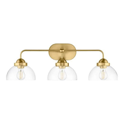 Lowry 30 in. 3-Light Brushed Gold Vanity Light with Glass Shades