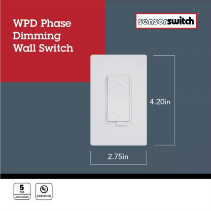 Contractor Select WPD Single Pole Phase Dimming Dimmer Switch - White