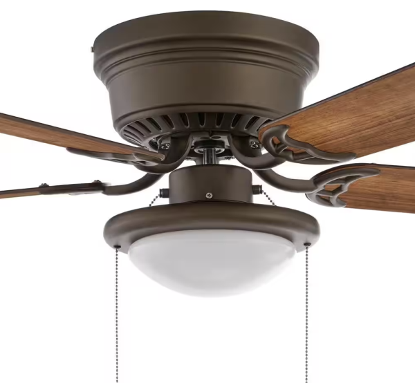 Hugger 44 in. LED Indoor Oil-rubbed bronze Ceiling Fan with Light Kit