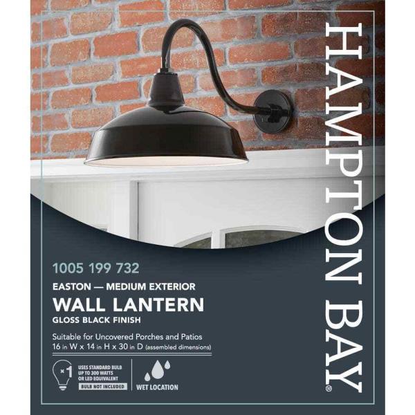 Hampton Bay Easton 1-Light Black Barn Outdoor Wall Lantern Sconce