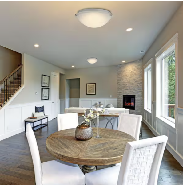 Hampton Bay Chalene 15 in. 1-Light Pewter Clip Integrated LED Flush Mount