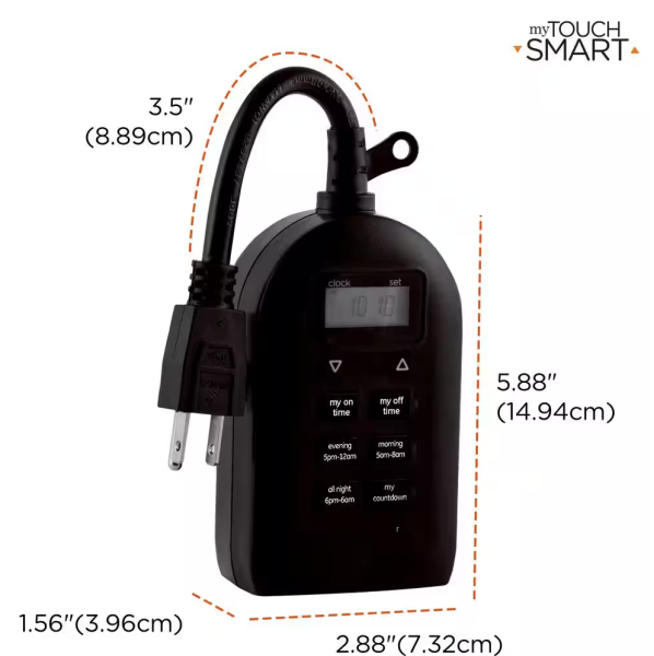 myTouchSmart Simple Set Plug-In Dual Digital Indoor,Outdoor Timer with 2 Grounded Outlets