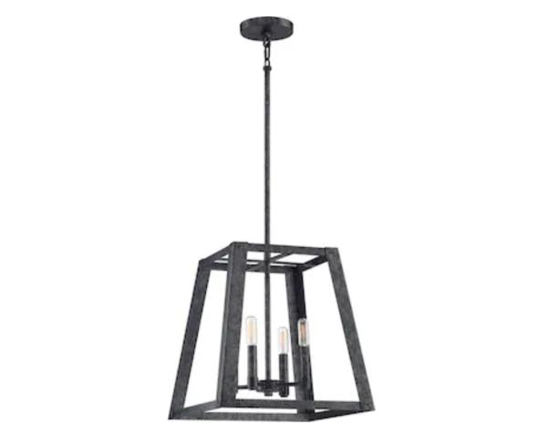 Quoizel Glenburn 4-Light Matte Black Farmhouse Lantern Hanging Pendant Light