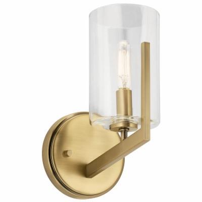 Kichler Nye 1-Light Brushed Natural Brass Indoor Wall Sconce Light with Clear Glass Shade