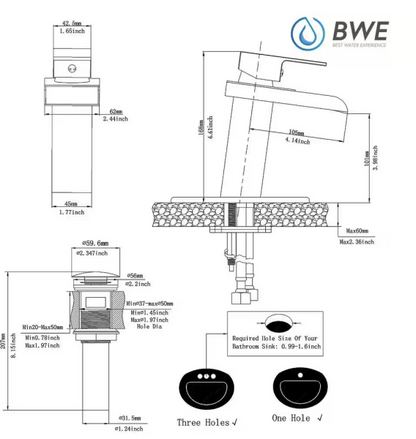 BWE Waterfall Single Hole Single-Handle Low-Arc Bathroom Faucet With Pop-up Drain Assembly in Matte Black