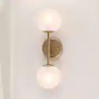 Gold Wall Sconce Light  2-Light Modern Farmhouse Globe Bathroom Vanity Light Fixture with Frosted Glass Shades