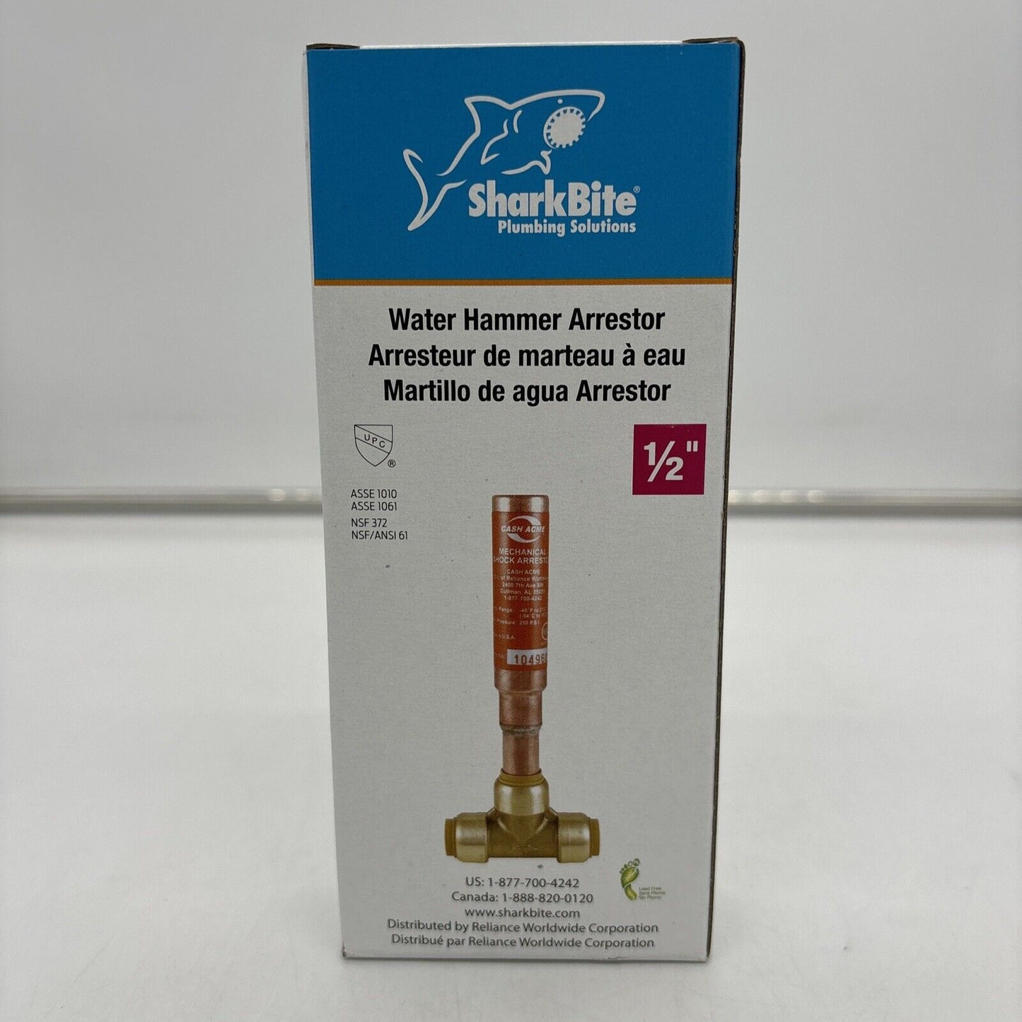 SharkBite 1/2 in. Push-to-Connect Brass Residential Water Hammer Arrestor Tee