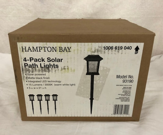 (4-Pack) Hampton Bay Solar 15 Lumens Black Outdoor Integrated LED Path Lights