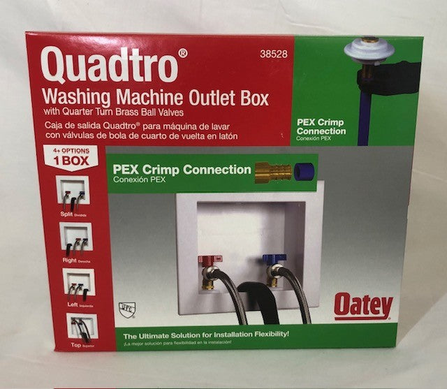 Oatey Quadtro 1/2 in. x 1/2 in. PEX Compatible Washing Machine Outlet Box with 1/4 Turn Valves