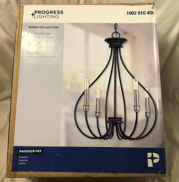 Progress Lighting Whisp Collection 4-Light Graphite Farmhouse Chandelier Light