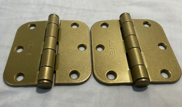 2 Emtek Steel Plain Bearing Hinges 920334 Satin Brass US4 Finish 3.5" x 3.5"