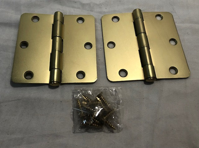 3 1/2" x 3 1/2" 1/4" Radius/Residential Door Hinge (Sold as a Pair) in Brushed Brass