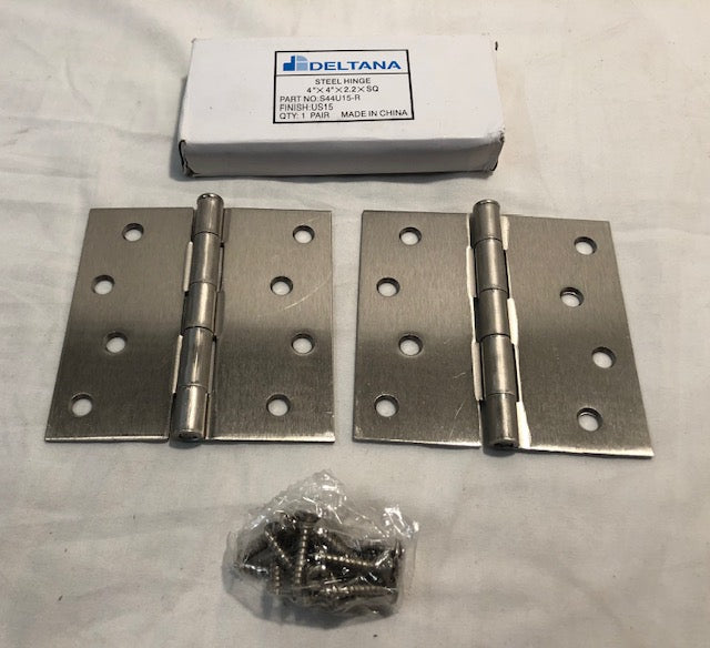 Deltana S44u15-R 4" X 4" Square Hinge, Satin Nickel Finish (Sold as a Pair)