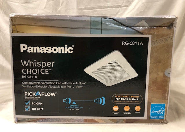 Panasonic Whisper Choice DC Pick-A-Flow 80/110 CFM Ceiling Bathroom Exhaust Fan with Flex-Z Fast Bracket