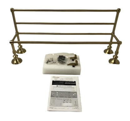 Pfister Tisbury 24 in. 4-Bar Towel Rack with 2-Hanging Hooks in Brushed Gold