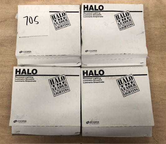 (4- Pack) HALO 6 in. White Recessed Ceiling Light Trim with Albalite Glass Lens, Wet Rated Shower Light