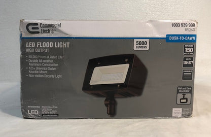 Commercial Electric 150W Equivalent Bronze Outdoor Integrated LED Flood Light, 5000 Lumens, Dusk to Dawn Light