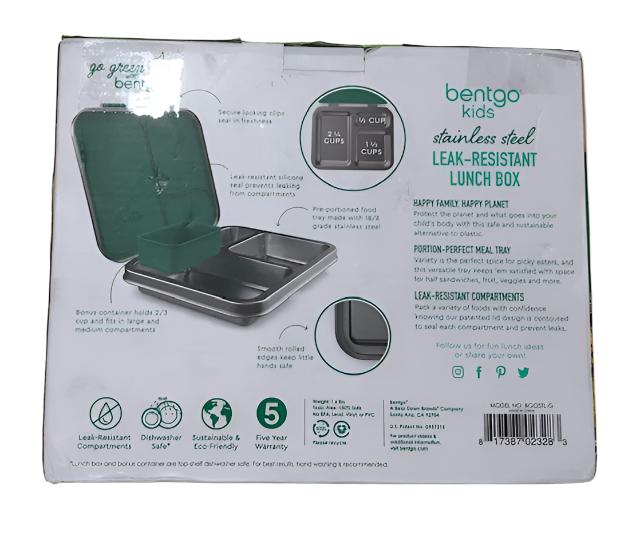 Bentgo Kids' Stainless Steel Leakproof 3 Compartments Bento-Style Lunch Box