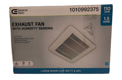 Commercial Electric 110 CFM 1.5 Sone Bathroom Exhaust Fan with Humidity Sensing