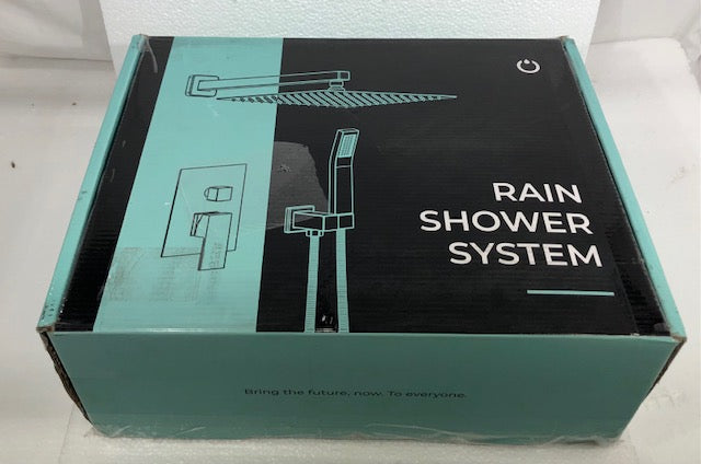 androme 12 in. 2-Jet High-Pressure Mixer Set Rainfall Shower System W/Wall Mount Handheld Shower in Matte Black (Valve Included)