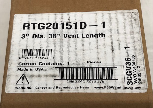 Rheem 36 in. Vent Length 3 in. x 5 in. Stainless Steel Concentric Venting for Indoor Tankless Gas Water Heaters