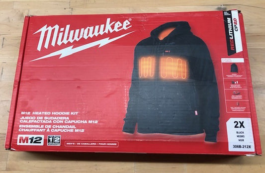 Milwaukee Men's 2X-Large M12 12-Volt Lithium-Ion Cordless Black Heated Jacket Hoodie Kit with (1) 2.0 Ah Battery and Charger