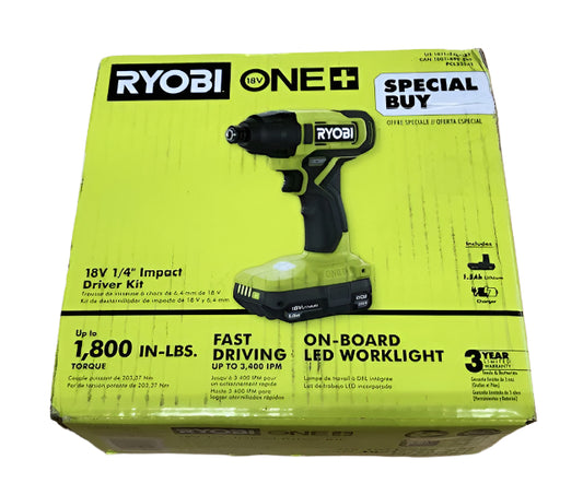 RYOBI ONE+ 18V Cordless 1/4 in. Impact Driver Kit with 1.5 Ah Battery and Charger
