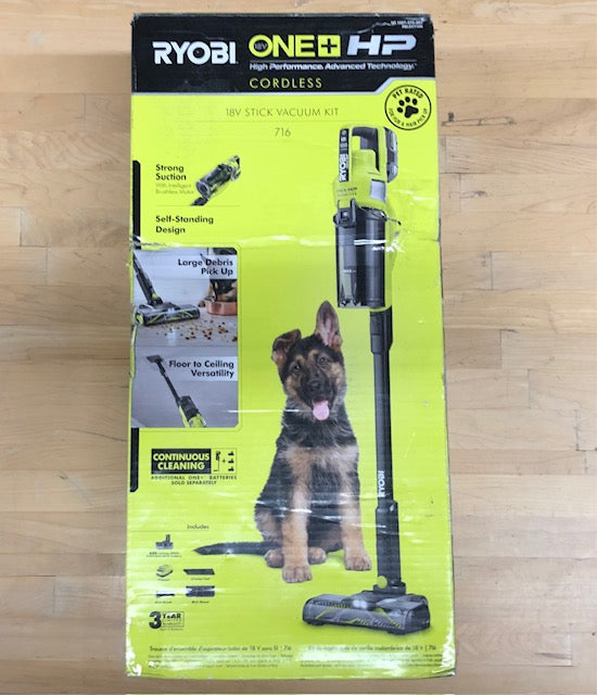 RYOBI ONE+ HP 18V Brushless Cordless Pet Stick Vacuum Cleaner Kit with 4.0 Ah HIGH PERFORMANCE Battery and Charger