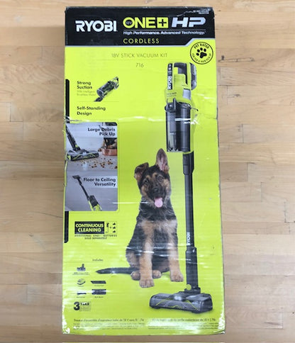 RYOBI ONE+ HP 18V Brushless Cordless Pet Stick Vacuum Cleaner Kit with 4.0 Ah HIGH PERFORMANCE Battery and Charger