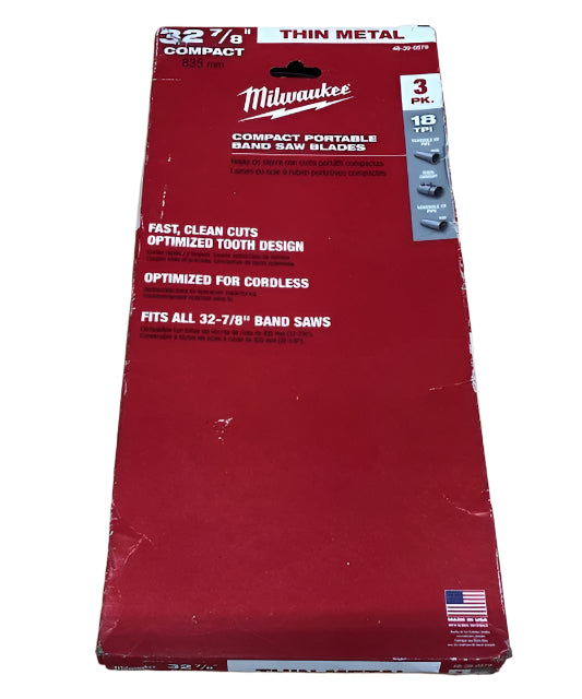 Milwaukee 32-7/8 in. 18 TPI Compact Bi-Metal Band Saw Blade (3-Pack) For M18 FUEL Compact Bandsaw/Corded
