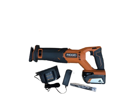 RIDGID 18V Cordless Reciprocating Saw Kit with 4.0 Ah Battery and Charger