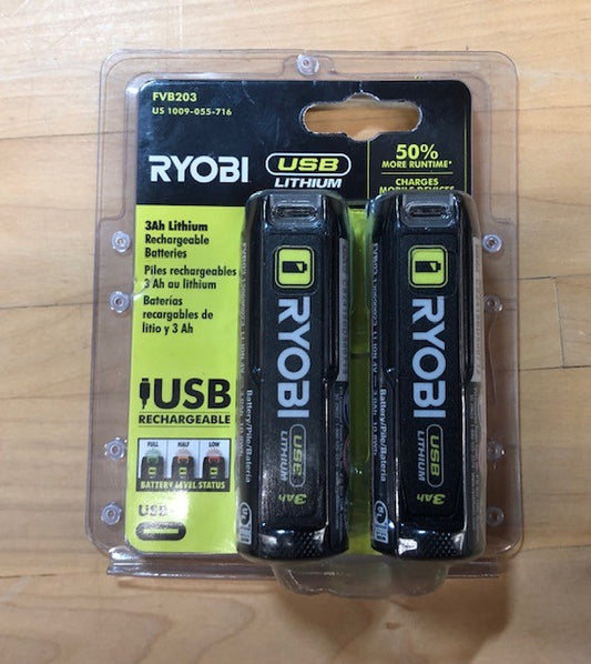 RYOBI USB Lithium 3.0 Ah Lithium-ion Rechargeable Battery (2-Pack)