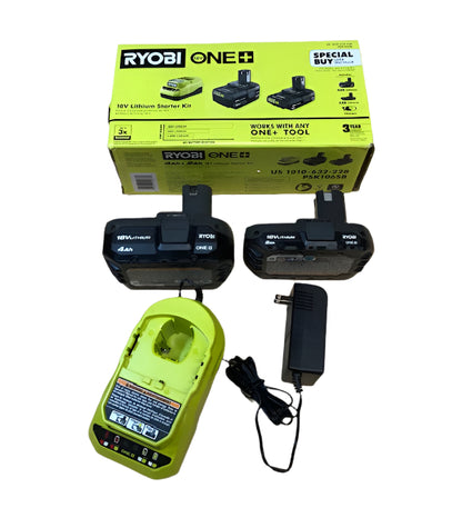 RYOBI ONE+ 18V Lithium-Ion Starter Kit with 2.0 Ah Battery, 4.0 Ah Battery, and Charger