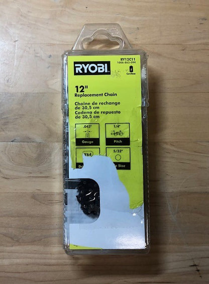 RYOBI 12 in. 0.043 Gauge Replacement Chainsaw Chain, 64 Links (Single Pack)