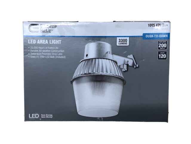 Commercial Electric 29-Watt LED Gray Dusk to Dawn Outdoor Barn Area Light, 4000K, 3300 Lumens