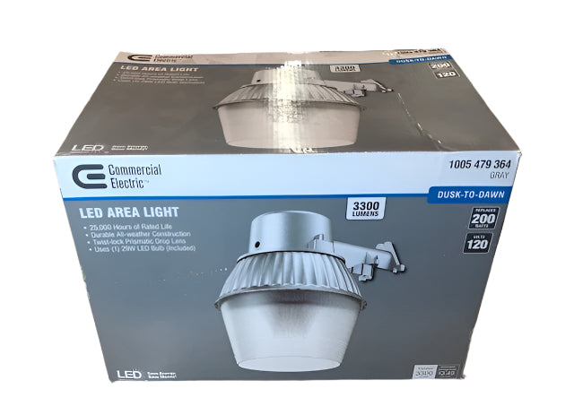 Commercial Electric 29-Watt LED Gray Dusk to Dawn Outdoor Barn Area Light, 4000K, 3300 Lumens