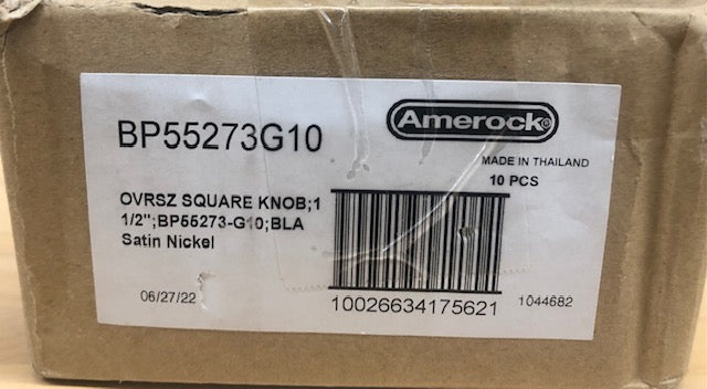 Amerock Blackrock 1-1/2 Inch Square Satin Nickel Cabinet Knob (10 Pack)