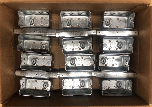 (12 Pack) Steel City 1-Gang 4 in. 2-1/8 in. New Work Metal Deep Handy Box with T-Bracket