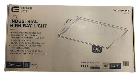 Commercial Electric 2 ft. 18000 Lumens 171-Watts Integrated LED High Bay Light 120-277V 5000K Daylight Dimmable Garage Light