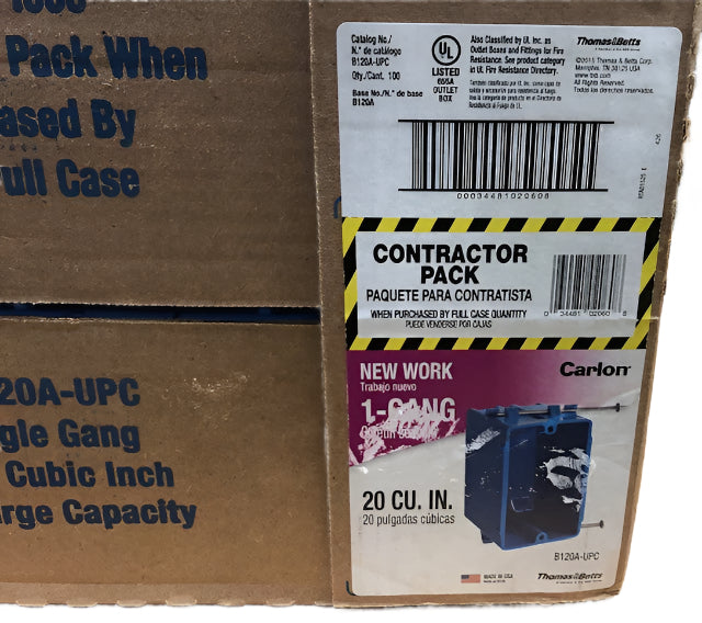 Carlon 1-Gang 20 cu. in. New Work PVC Electrical Outlet Box (Case of 100)