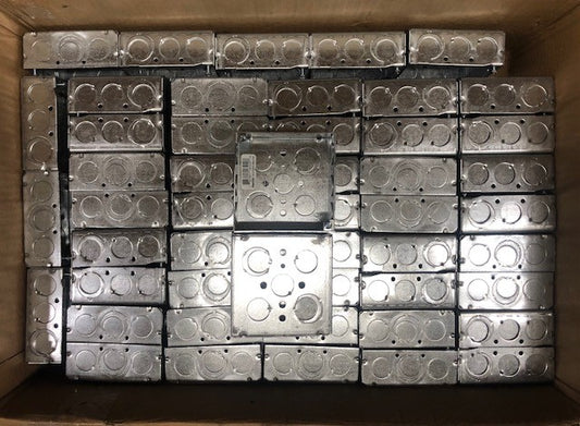 (Box of 50) Steel City 4 in. Square Metal Box 1/2 in. and 3/4 in. Knockouts