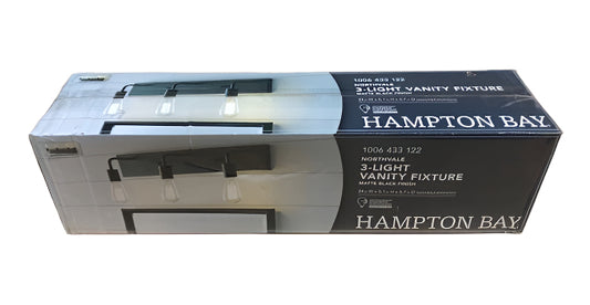 Hampton Bay Northvale 24 in. 3-Light Matte Black Industrial Bathroom Vanity Light